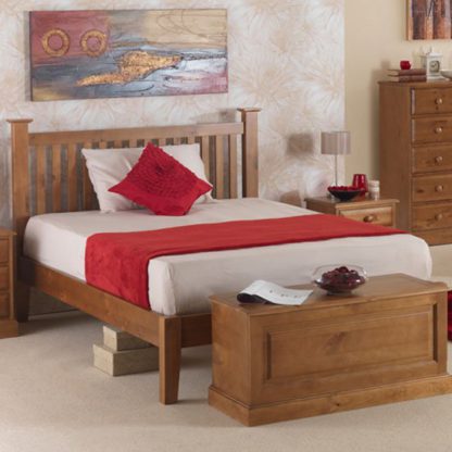 An Image of Herndon Wooden Single Bed In Lacquered