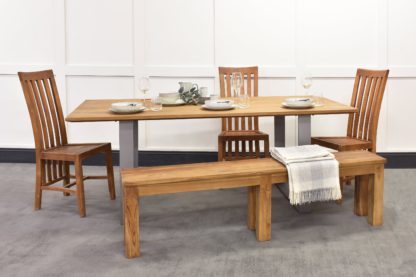 An Image of Culham Dining Table, Geneva Chairs & Bench Bundle