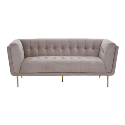 An Image of Harino Velvet Upholstered 3 Seater Sofa In Mink