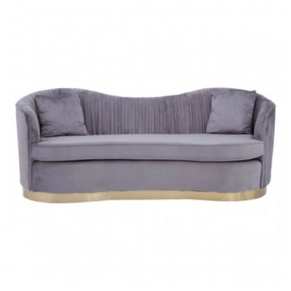An Image of Franzo Velvet Upholstered 3 Seater Sofa In Pleated Grey