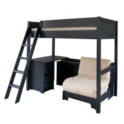 An Image of Pippin Childrens Highsleeper with Futon, Storage Desk And Bookcase