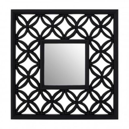 3664d9f9353b3f8271daea1003274bd7ccb5e8fd4809c01f8c6021d1d373c1f4.jpg An Image of Recon Square Wall Bedroom Mirror In Black Lattice Frame