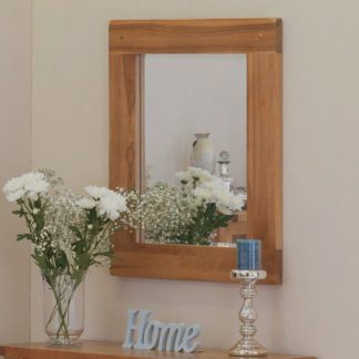 An Image of Velum Wall Bedroom Mirror In Chunky Solid Oak Frame