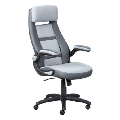 38e7d7542b0ceec676768f1a82de26825139bd3e8aa17c9f7dbd8dbffa9f5ab3.jpg An Image of Elexo Faux Leather Home And Office Executive Chair In Dark Grey