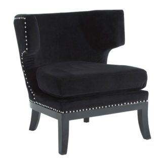 An Image of Furud Townhouse Velvet Upholstered Bedroom Chair In Black