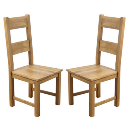 An Image of Hampshire Oak Dining Chairs With Solid Seat In A Pair