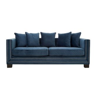 An Image of Pipirima 3 Seater Velvet Sofa In Midnight