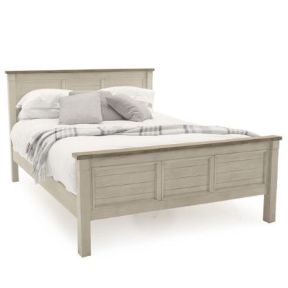 An Image of Emery Wooden Double Bed In Antique White