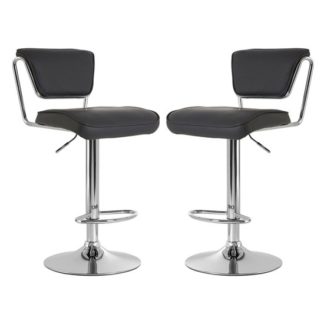 An Image of Tilotta Grey Faux Leather Gas Lift Bar Chairs Pair
