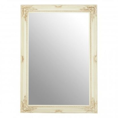 An Image of Zelman Wall Bedroom Mirror In Bone White Frame