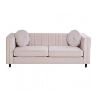 An Image of Lismore 3 Seater Velvet Sofa In Pink
