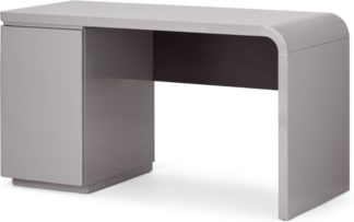 An Image of Mekkin Desk, Grey Gloss & Matte Plum