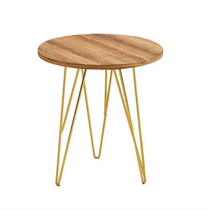 An Image of Kerlin Round Lamp Table In Wooden Effect With Metal Base