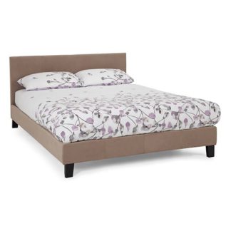An Image of Evelyn Latte Fabric Upholstered Small Double Bed