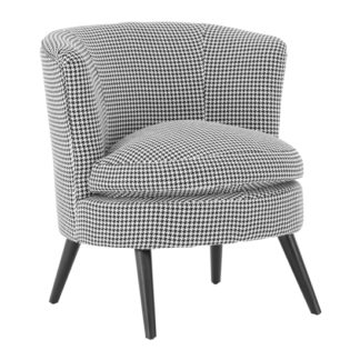 An Image of Dovat Round Fabric Bedroom Chair In Black And White