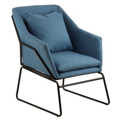 An Image of Porrima Fabric Upholstered Bedroom Chair In Blue