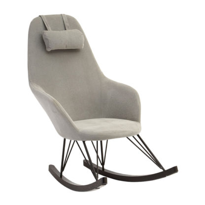 An Image of Giausar Fabric Upholstered Rocking Chair In Grey