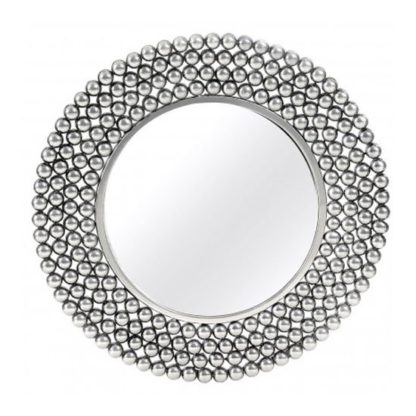 An Image of Templars Beaded Effect Wall Bedroom Mirror In Silver Frame