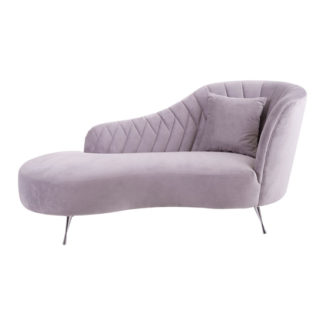 An Image of Minelauva Velvet Right Arm Chaise Longue Chair In Grey