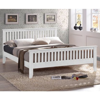 An Image of Turin Wooden King Size Bed In White