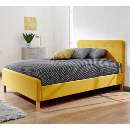 An Image of Ashbourne Wooden Double Bed In Yellow