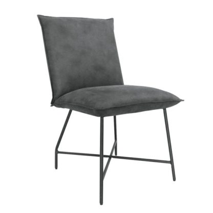An Image of Lukas Fabric Upholstered Dining Chair In Grey