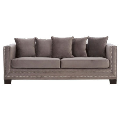 An Image of Pipirima 3 Seater Velvet Sofa In Brown