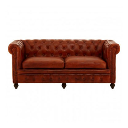 An Image of Buffaloes 3 Seater Leather Sofa In Tan