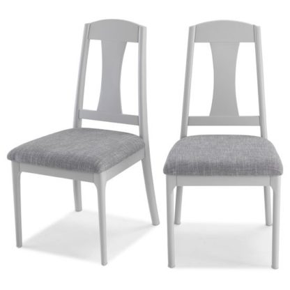 482133e924790062d448aefe871bce5099f932e2059b1f2ac188298f56b748e7.jpg An Image of Hematic Grey Fabric Padded Dining Chairs In A Pair