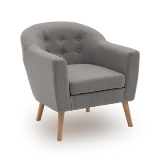 An Image of Perig Fabric Upholstered Accent Chair In Light Grey