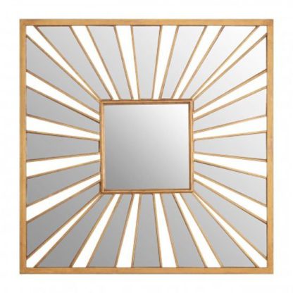 An Image of Zaria Sunburst Design Wall Bedroom Mirror In Gold Frame