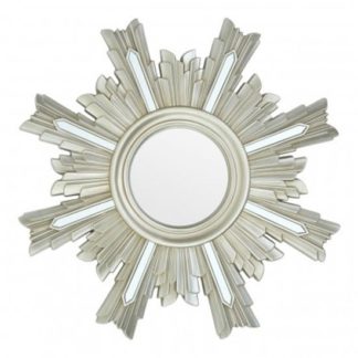 An Image of Saran Art Deco Design Wall Bedroom Mirror In Silver Frame