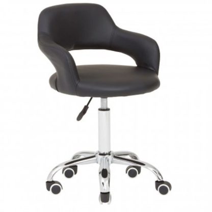 An Image of Civo Home And Office Leather Chair In Black With Curved Back