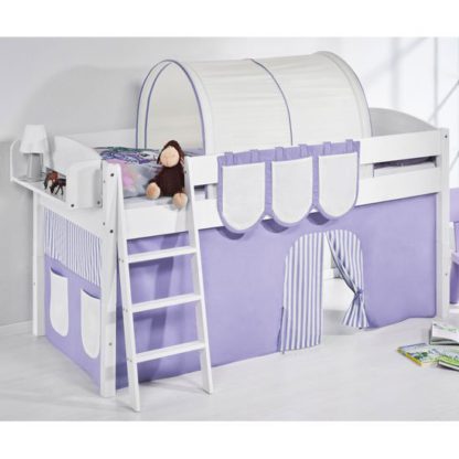 An Image of Lilla Children Bed In White With Purple Curtains