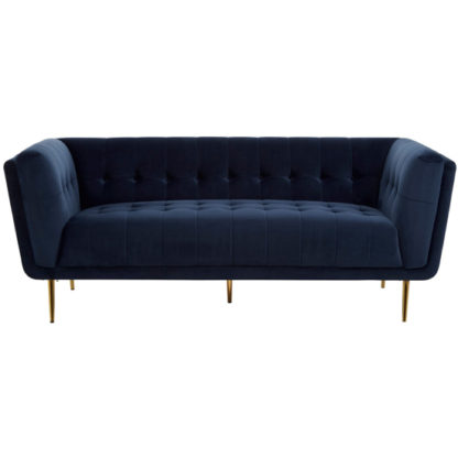 5142850bc7ef72b7f1a097725670d2194a0cce85d6e97245db2b612c8fe5ee02.jpg An Image of Harino Velvet Upholstered 3 Seater Sofa In Blue
