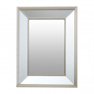 An Image of Tiffani Rectangular Wall Bedroom Mirror In Silver Frame
