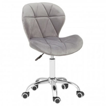 An Image of Sitoca Velvet Home And Office Chair In Grey With Swivel Base