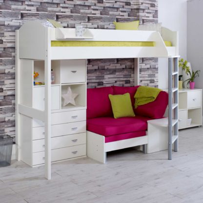 An Image of Nova F Childrens Highsleeper Bed with Chest, Bookcase and Futon