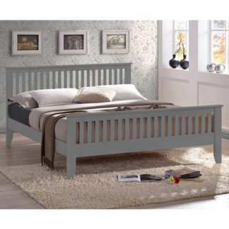 An Image of Turin Wooden Single Bed In Grey