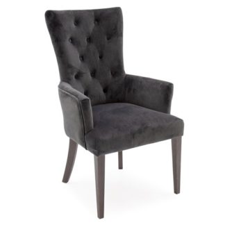 An Image of Pembroke Velvet Upholstered Armchair In Charcoal