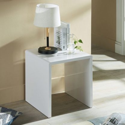 An Image of Arden Contemporary Lamp Table Square In White High Gloss