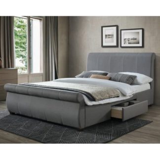 An Image of Melrose Fabric Double Bed In Grey With 2 Drawers