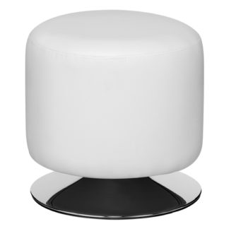 An Image of Ceko Faux Leather Cylinder Stool In White