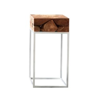 An Image of Teak Root Side Table with White Metal Frame