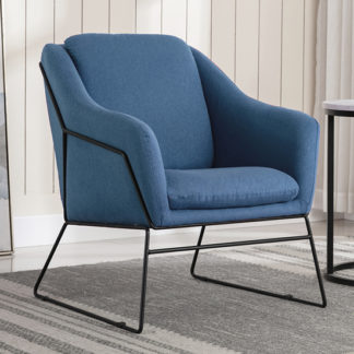 An Image of Karl Fabric Upholstered Accent Chair In Woven Blue
