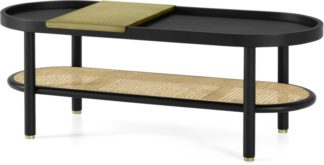 An Image of Ankhara Coffee Table, Black Stained Oak & Cane