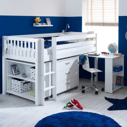 An Image of Ferdie Childrens Midsleeper Bed with pull out Desk, Chest and Bookcase