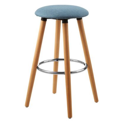 An Image of Porrima Fabric Round Seat Bar Stool In Blue