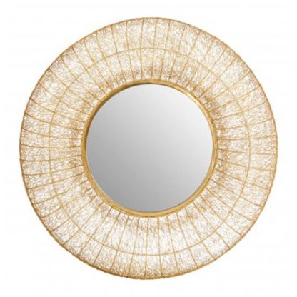 An Image of Templars Mesh Effect Wall Bedroom Mirror In Warm Gold Frame