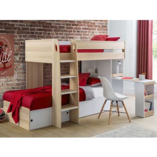 An Image of Eclipse Wooden Bunk Bed In Scandinavian Oak And White